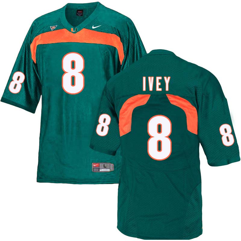 Nike Miami Hurricanes #8 DJ Ivey College Football Jerseys Sale-Green - Click Image to Close